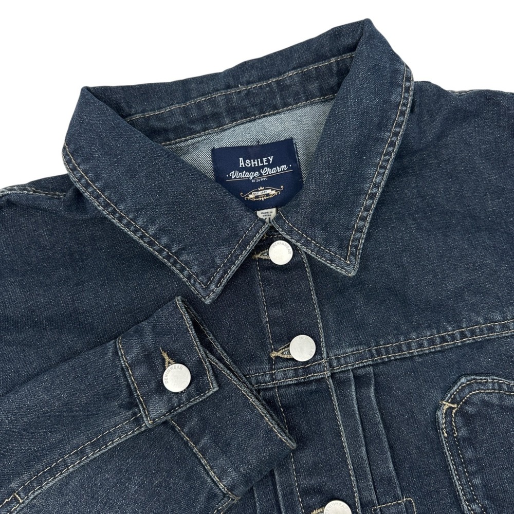 ASHLEY Vintage Charm NWT‎ Women's Cropped Denim Jacket Dark Cutoff XL
